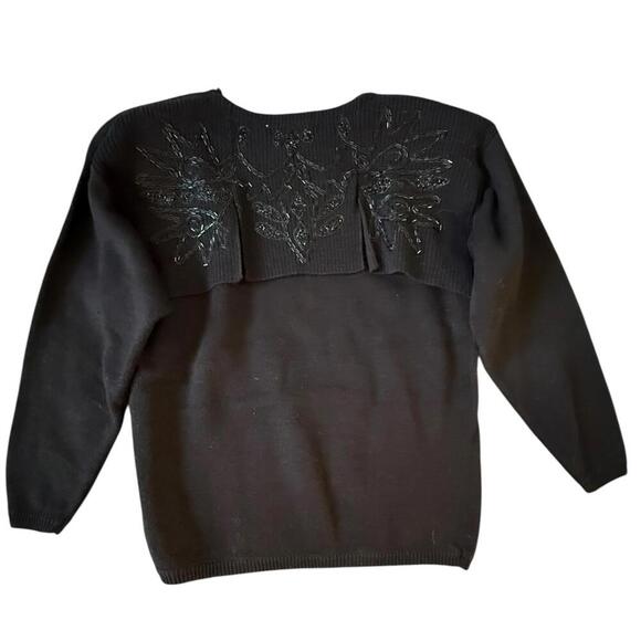 Bonnie Boerer Black Sweater NWT Small – Beaded Embellished 80s Glam Knit - Picture 4 of 10